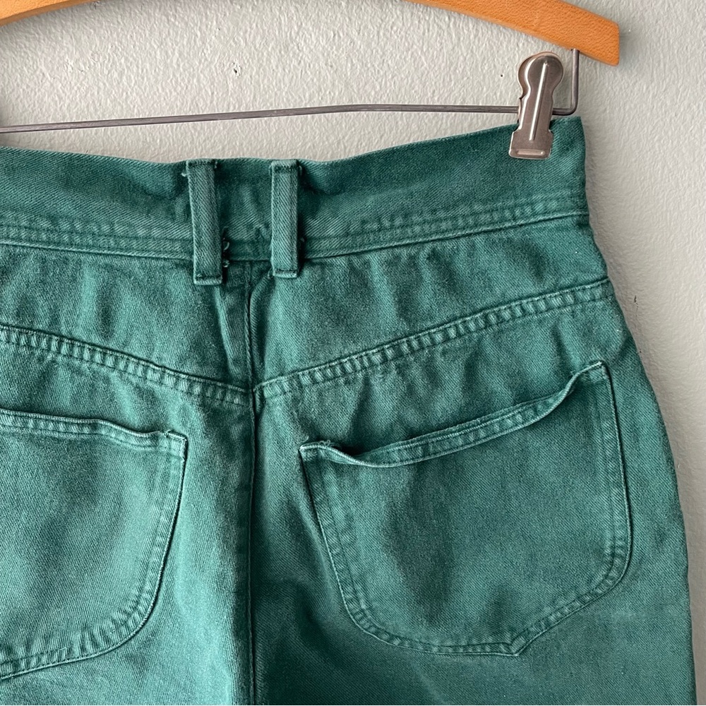 Paris Sport Club | Vintage 90s Forest Green High-Waisted Button-Fly Jeans Shorts - Picture 3 of 6